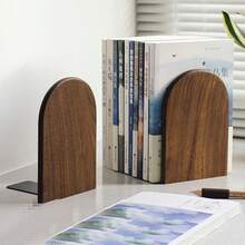 1pc Sturdy Wooden Bookends, Heavy Duty Non-Slip Book Organizers, Decorative Bookend Holders For Home Office, Library