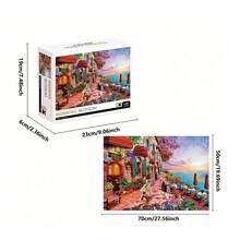 1 盒 1000 片高品质成人拼图，风景、油画、多肉植物、伦敦巴士、梦幻湖、热气球，27.56 X 19.68 英寸/70 X 50 厘米，厚纸板成人拼图玩具，益智减压趣味家庭游戏，适合家庭、客厅和办公室装饰，很棒的圣诞礼物