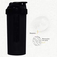 Shaker 700 Ml Whey + Spring + Strainer - Academia Treino - Black - View 1