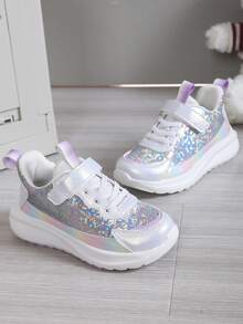 1 Paio di scarpe sportive per bambini alla moda, confortevoli e leggere. Scarpe da corsa traspiranti in rete traforata per grandi bambini per l'estate. Scarpe da studente da indossare quotidianamente, con suola in EVA antiscivolo e durevole. Plantare sagomato, vestibilità stabile, suola morbida e lucida, adatte per uso quotidiano e per la corsa - rosa viola - Visualizzare 1