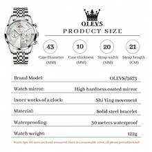 OLEVS. OLEVS Watches For Men Business Dress Luxury Casual Chronograph Multifunction Analog Quartz Stainless Steel Waterproof Luminous Moon Phase Date Men Wrist Watches Reloj Para Hombre - 白色 - 查看 7