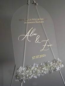 1pc 55*40cm/48*40cm/40*30cm Blank Acrylic DIY Signage Board, Wedding Welcome Sign, Minimalist Wedding Decor Suitable For Outdoor Lawn Wedding, Indoor Wedding Or Beach Wedding, Birthday Party And Other Theme Party Wayfinding - Multicolor - View 5