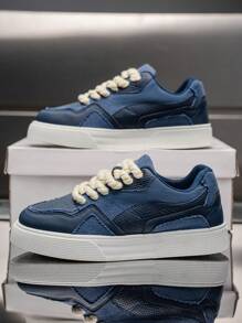 Scarpe da ginnastica sportive casual da uomo taglie comode, con tomaia in tela, adatte per uso all'aperto e pendolarismo con jeans, alla moda