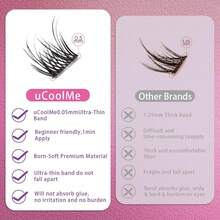 Lashes UCoolMe Flora Lash Extension Kit Clusters Individual Lashes Kit Springtok Beginner Friendly Lash And Seal, WaterProof Lashes Girl Eyelash Extension At Home Makeup Cosmetic - Flakthin-glam (Glueless Lashes) - View 7