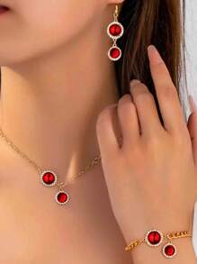 4 pièces Set de bijoux pour femmes en alliage de cuivre et de zinc avec glaçure goutte à goutte, (serti de strass blancs, faux diamant acrylique ou ciel étoilé en résine), exquis, à la mode, personnalisé, multicolore, convient pour un port quotidien, le trajet, les vacances, les fêtes et autres occasions