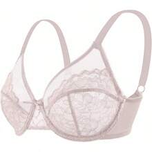 Minimizer Bras Women Full Coverage Underwire Bras Plus Size Lifting Lace Bra Heavy Breast - 深粉紅色 - 查看 5