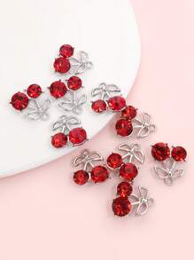 10 Stücke süße niedliche rote Kirsch Emaille Tropfenöl Anhänger mit glänzenden Strass-Einlagen, 6 Stile zierliche Fruchtform Zinklegierung Anhänger für DIY sommerliche, leuchtende Halskette, Armband, Ohrringe, Schlüsselanhänger, Handykette, Taschen Accessoire - Modeschmuck für Mädchen im Alltag, ideales Geschenk für Freunde