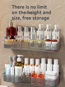 1 Pieza Caja de almacenamiento montada en la pared, diseño sin perforación y con drenaje - Organizador transparente ahorrativo de espacio para cocina/baño | Cajas de almacenamiento, Organizadores de pared, Almacenamiento de baño