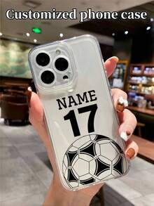 1 pieza Funda de teléfono personalizable con nombre, Funda protectora de teléfono transparente con impresión UV personalizada con nombre, apta para Apple 17/17 Pro/17 Pro Max/17 Air, 16-11/Pro/Pro Max/Plus, S20-S26/Ultra/FE/Plus/Ultra, Teléfonos - Regalo de personalización de nombre, Regalo para mejor amigo, Regalo del Día de San Valentín, Copa Mundial, Eventos de fútbol - transparente - Ver 3