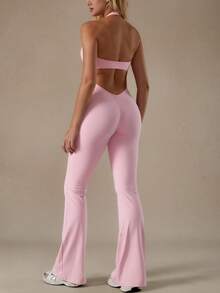 NcmRyu 1件女士塑身衣瑜伽舞蹈训练跑步连体衣 - 粉色 - 查看 5