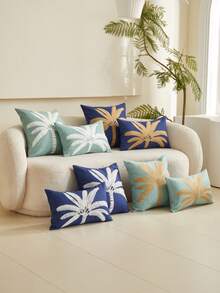 1 件椰子树刺绣防水装饰枕套，适合家庭、客厅、卧室、派对、所有季节 - 彩色 - 查看 13