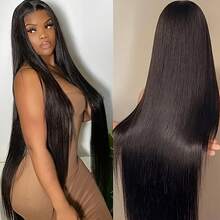 Uveous 200% Density Straight Human Hair Wigs Bob Wigs 13x6 HD Transparent Pre Plucked Lace Frontal Wig With Natural Hairline 5x5 Straight Lace Closure Wig Natural Black 100% Brazilian Vrigin Human Hair For Daily Wear 13x4 Wigs 4x4 Straight Human Hair Wigs - Natural Black - 查看 2