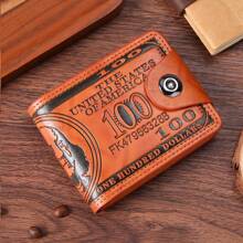 Men's Fashion Classic Wallet Vintage 100 US Dollar Pattern Wallet Multi Card Slot Zipper Coin Compartmen PU Leather Classic Short Wallet For Men Money Wallet Mini Wallet Purse Wallet Men Wallet Leather Small Wallet