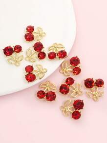 10 Stücke süße niedliche rote Kirsch Emaille Tropfenöl Anhänger mit glänzenden Strass-Einlagen, 6 Stile zierliche Fruchtform Zinklegierung Anhänger für DIY sommerliche, leuchtende Halskette, Armband, Ohrringe, Schlüsselanhänger, Handykette, Taschen Accessoire - Modeschmuck für Mädchen im Alltag, ideales Geschenk für Freunde