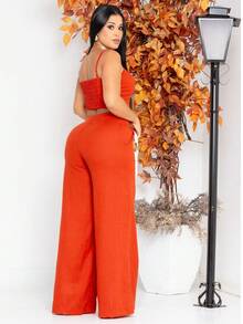Simple Casual Elegant Pocket Set Women Birthday Party Spring Set - Naranja Quemada - Ver 2