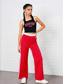 2pcs Girls Casual Round Neck Sleeveless Top & Simple Straight Pants Set, Spring/Summer - Multicolor - View 1