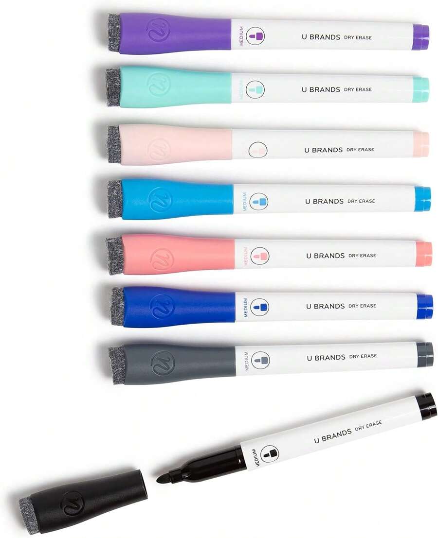 U Brands Fine Tip Dry Erase Markers With Eraser, Low Odor Whiteboard Markers Fine Tip, Assorted Bright Colors, Set Of 6 - 8 Các loại - Xem 1