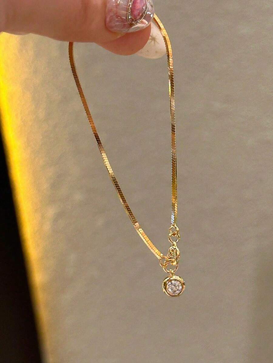 1 pieza Tobillera de acero inoxidable con diseño de hueso de serpiente, diseño único para uso diario, tobillera minimalista y de moda como regalo para la novia - Tobillera con burbuja de hueso de serpiente - Ver 1