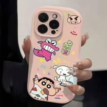 pokemon 1 pieza/Estuche para teléfono móvil con diseño del personaje de Crayon Shin-Chan, estilo japonés y coreano, dibujos animados lindos, compatible con Apple, a prueba de caídas, adaptado para modelos X-16