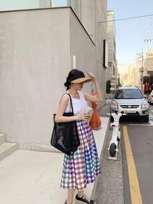 1pc Girls Sheer Mesh Shoulder Bag Large Capacity Commuter Tote Bag For Beach Bag Daily Use - A - View 4