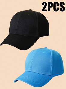 2 Pcs Solid Color Men's Outdoor Sun Protection Casual Hat, Minimalist Fashion Adjustable Comfortable Snapback Hat For Spring And Fall, Travel, Beach, Y2K Style For Teenagers - A - View 10