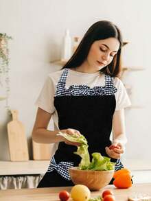 Baking/Cooking Essential! Black & White Bow Apron With Adjustable Strap Design For A Better Fit