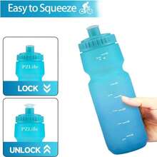 Botella de agua para bicicleta de 24oz de PZLife, botella de agua de presión a prueba de fugas con escala de capacidad y tapa extraíble, reutilizable, para bicicleta, gimnasio, senderismo - Azul oscuro - Ver 4