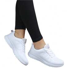 Women Casual Shoes Fashion Breathable Walking Mesh Flat Shoes Sneakers Women Gym Vulcanized Shoes Female Footwear - 白色 - 查看 6