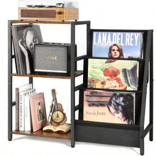 Rrd Player Stand With 3Tier Vinyl Storage Turntable Table Holds Up To 200 Albums Vinyl Rrd Cabinet For Living Room Retro Side Table LP Holder Furniture Unit Patents - Brown - View 1