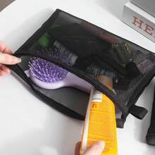 1/3 Stücke graue und schwarze Reisetasche für Kosmetik, aus Nylonmaterial gefertigt, geeignet zum Aufbewahren von Lippenstift, Puder, Lipgloss, Lotion, Handcreme und anderen Damen-Kosmetikartikeln. Zusätzlich können darin auch Alltagsgegenstände wie Masken, Stifte und Radiergummis aufbewahrt werden.