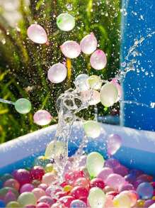 37 stuks/111 stuks waterballonbombal voor zomerwaterspelletjes en waterfeestjes, latex waterballen in gemengde kleuren, automatische afsluiting, snelle watervulling, een gratis wateraansluiting, zeer geschikt voor feestjes, spelletjes en decoraties (willekeurige kleur)