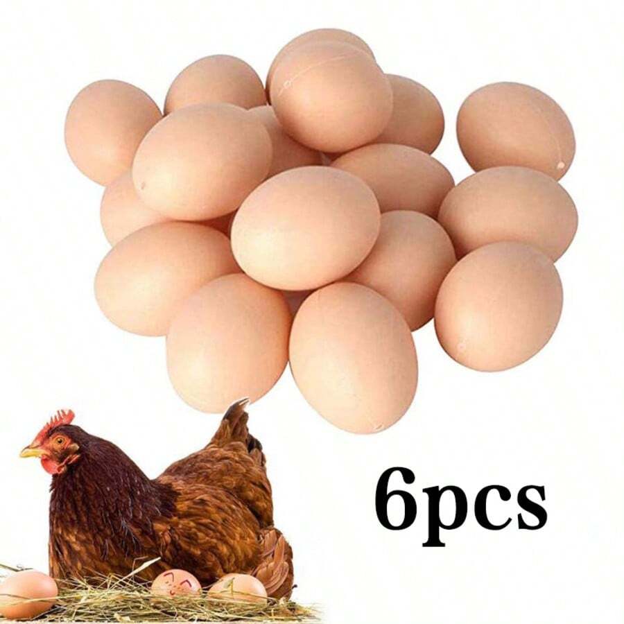 6pcs Realistic Artificial Eggs For Farm Animals, Chicken Coop Egg Laying Guide, Decorative Ornaments