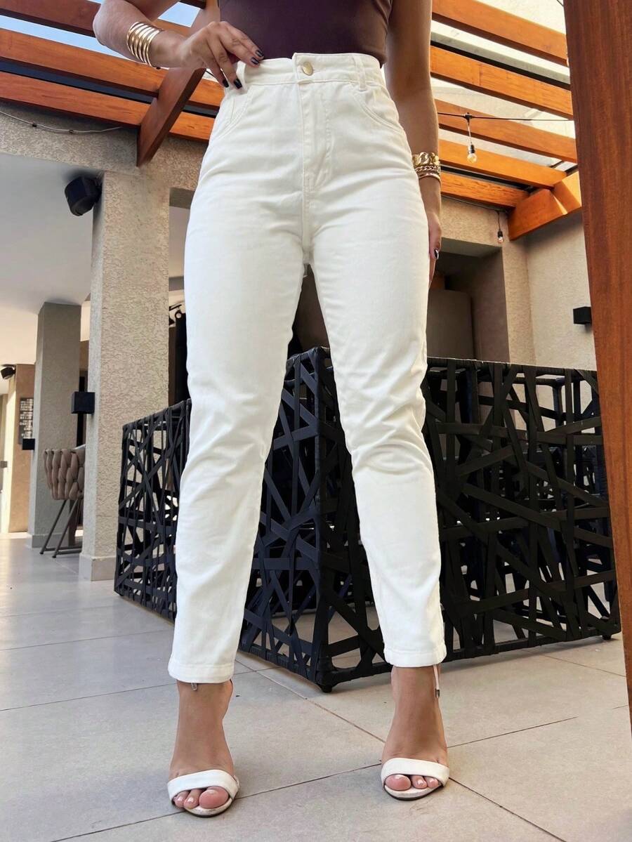 Mon Jeans Pants Without Lycra For Women - Beige - View 1