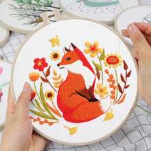 Louise Maelys Fall Fox Embroidery Kits For Beginners With Autumn Animal Pattern,Adults Starter Cross Stitch Kit DIY Needlepoint - Kit-21 - View 4