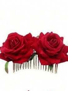 Pettine per capelli da sposa con rose di stoffa vellutata, accessorio per capelli con doppia rosa, per pettinatura raccolta, adatto per San Valentino, pettini per capelli laterali