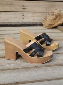 Cross - Strap Platform Chunky Heel Sandals For Women