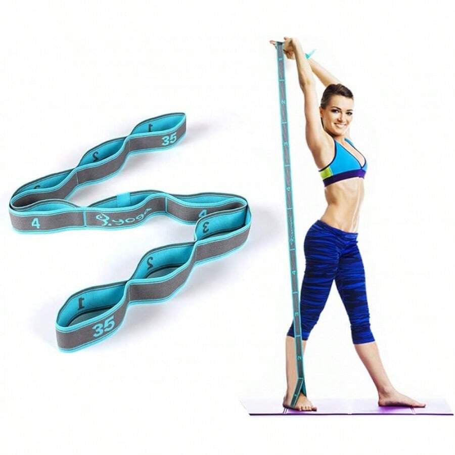 Correa elástica para yoga, correa elástica para estirar, multibucle para fisioterapia, pilates, yoga, ejercicio de danza y gimnasia y banda elástica flexible para pilates - Azul - Ver 1