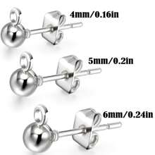 KMEOSCH 80pcs Stainless Steel Ball Post Earring Studs Kit - Includes 40pcs Round Ball Posts With Hanging Holes 40pcs Backs For DIY Enthusiasts And Jewelry Makers