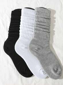 3 Pairs/6 Pairs/10pairs/20 Pairs Of Autumn And Winter Pile Socks, Open Knitted Socks, Open Socks, Men's Tight Middle Tube Socks, Tight Long Socks, Fall - Multicolor - View 3