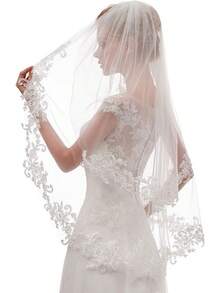Short Wedding Veil With Comb - 2 Tier Bridal Veil, 24" Length Tulle Bride Accessories For Women - Ivory - 查看 1