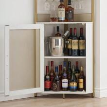 NANSTATA Stylish Corner Wine Rack - Bar Cabinet With Glass Holder, Storage Shelves, Adjustable Shelf, And Mesh Door For Home Bar In Small Spaces