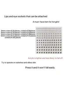 165pcs Waterproof Fake Piercing Kit - Self-Adhesive Lip, Eyebrow, Nose Rings & Belly Jewelry,Non-Perforated Facial Decorative Stickers - Silver 165 - View 7