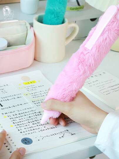 1pc Extra Large Plush Pen, Fluffy High-Quality Ballpoint Pen, Cute Black Ballpoint Pen, Jumbo Ballpoint Pen, Creative Gift, Student Award Pen