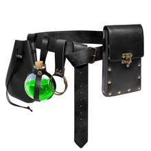 5 PCS Belt Pouch Waist Bag Retro Medieval Viking Leather Belt Magic Potion Bottle Renaissance Halloween Cosplay Costume Sets - A - View 2
