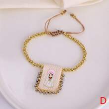 1pc Printing Portrait Charm Bracelet For Women Handmade Golden Copper Beads Jewelry Boho Accessories