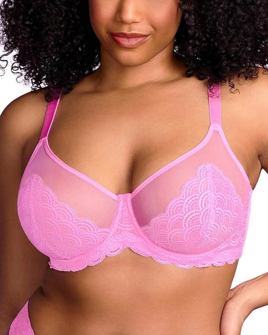 HSIA Minimizer Bras Women Large Bust Full Coverage Lace Plus Size Bra - Scales - Medium Pink - View 1