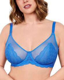 HSIA Minimizer Bras Women Large Bust Full Coverage Lace Plus Size Bra - Scales - Marine Blue - View 1
