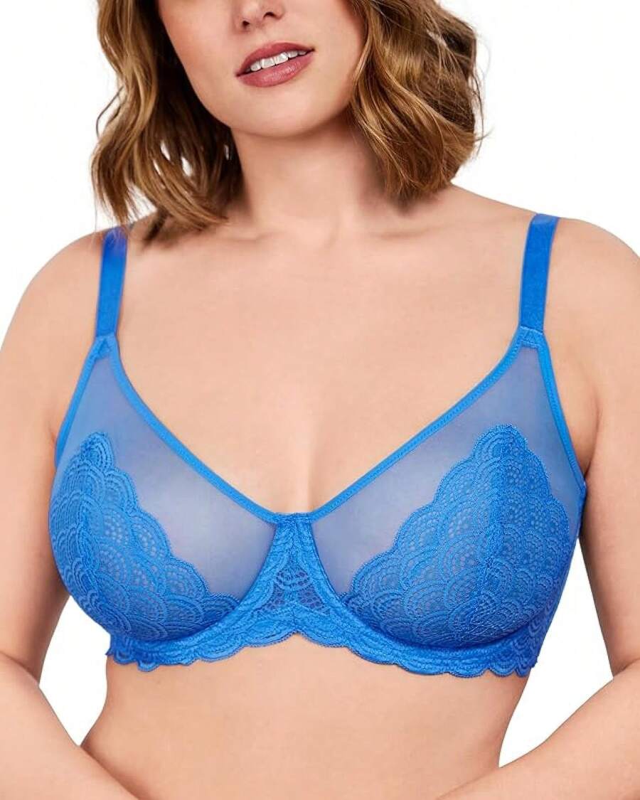 HSIA Minimizer Bras Women Large Bust Full Coverage Lace Plus Size Bra - Scales - Marine Blue - View 1