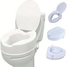 The Raised Toilet Seat With Cover Is 4 Inches, Suitable For The Elderly And The Disabled. - White - View 8
