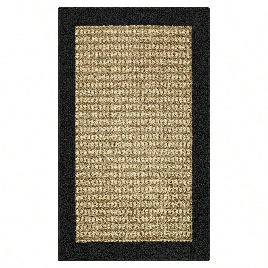 1'8"X2'6" Farmhouse Faux Sisal Olefin Black Border Indoor Accent Rug